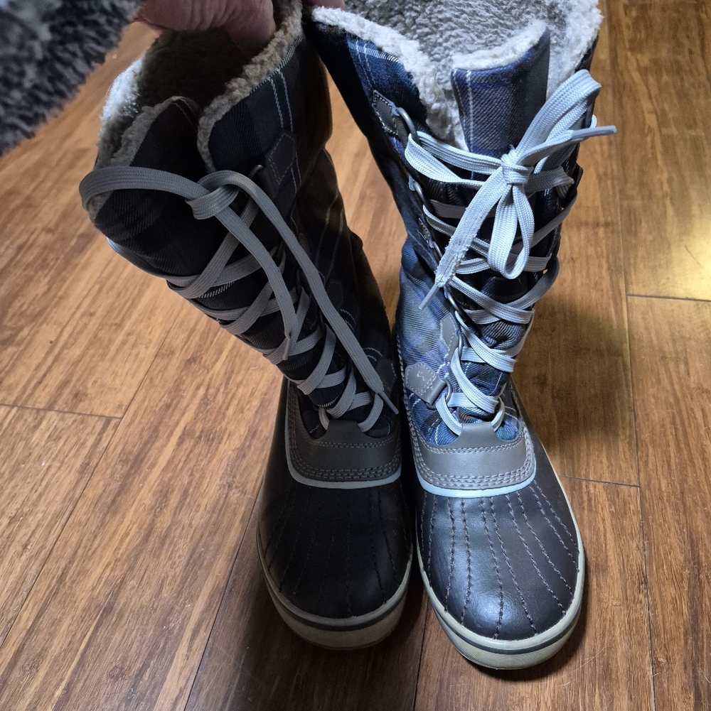 Sorel Trivoli Blue Plaid Boots